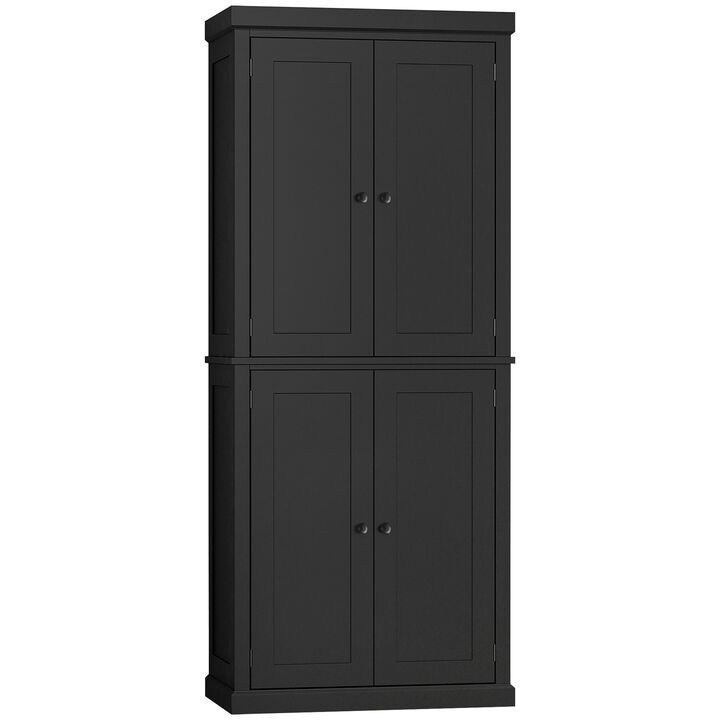 Black Storage Tower: 6-Tier Freestanding Cabinet with Shelves
