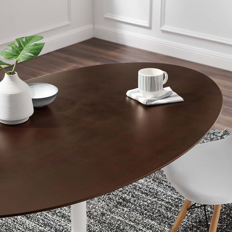 Modway - Lippa 60" Oval Cherry Walnut Wood Grain Dining Table White Cherry Walnut