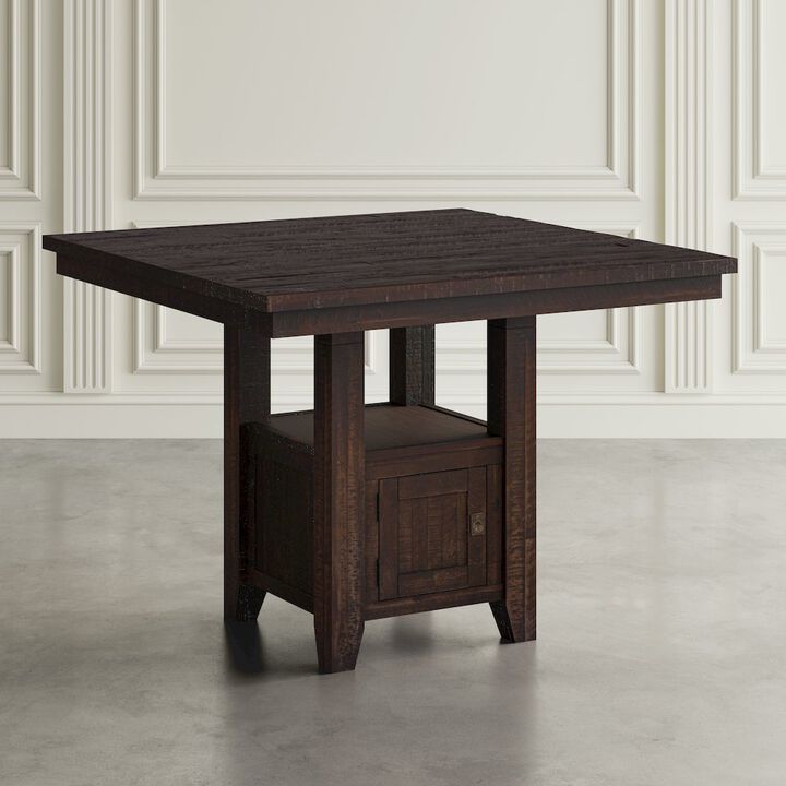 Jofran Kona Grove Distressed Rustic Solid Wood 48 Square Pub Table with Storage Base