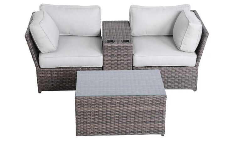Living Source International Wicker Fully Assembled 2 - Person Seating Group with Cushions Brown