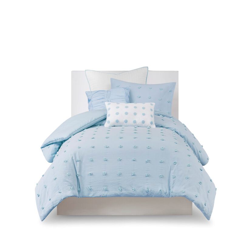 Gracie Mills Grady Elegance Defined Cotton Jacquard Comforter Set with Euro Shams and Throw Pillows
