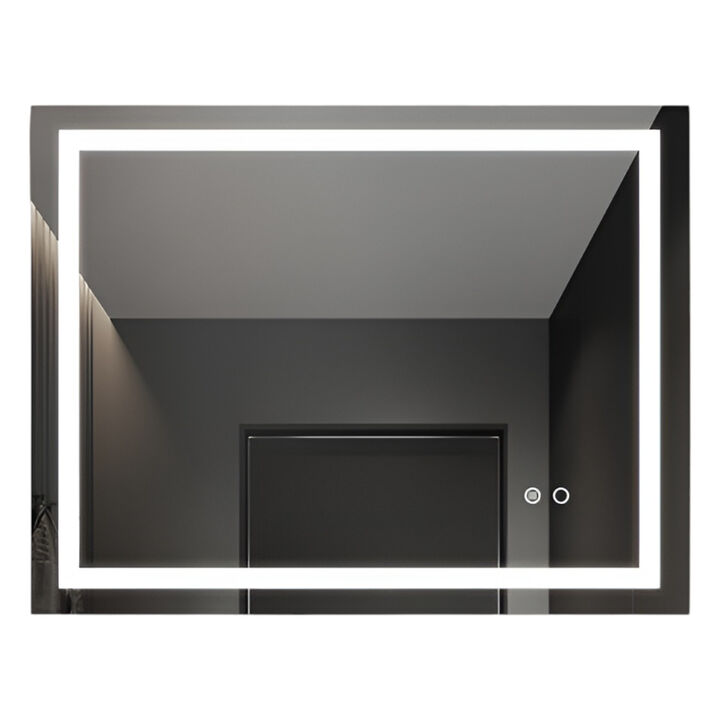 LED Bathroom Mirror Touch Button Control with Dimmable & Anti-Fog Features