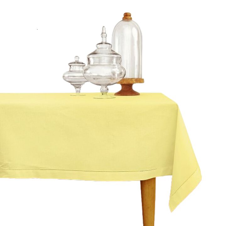 Solino Home Cotton Linen Hemstitch Tablecloth for Thanksgiving, Christmas