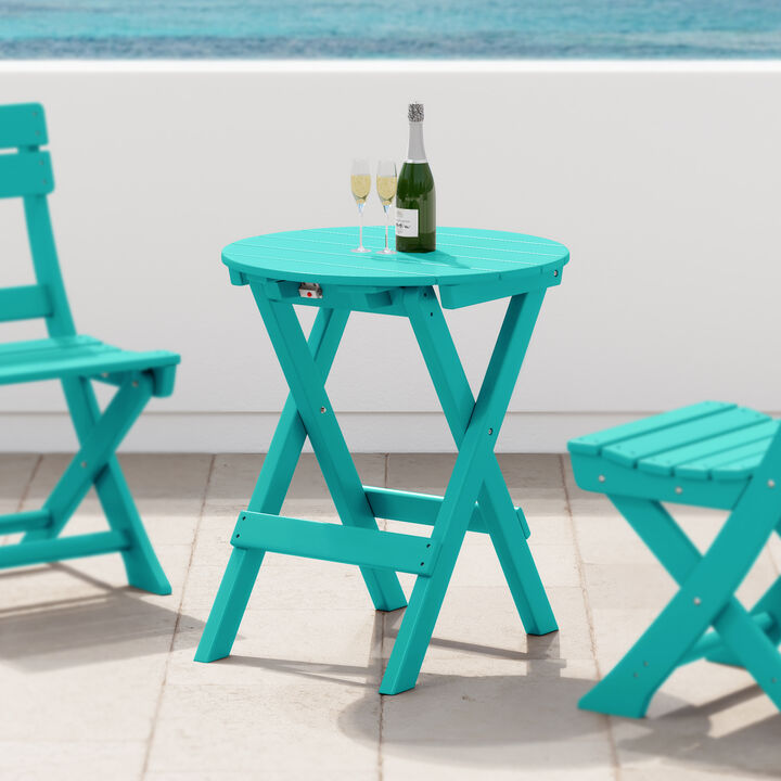 WestinTrends HDPE Outdoor 24.5 Inch Round Portable Folding Patio Dining Table