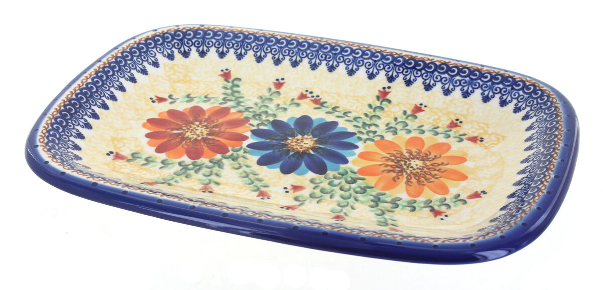 Blue Rose Polish Pottery Noel Nights Medium Rectangular Serving Platter