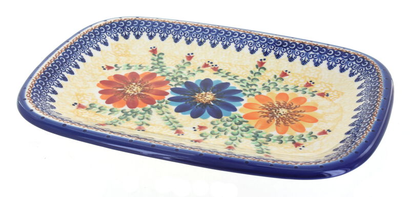 Blue Rose Polish Pottery Noel Nights Medium Rectangular Serving Platter