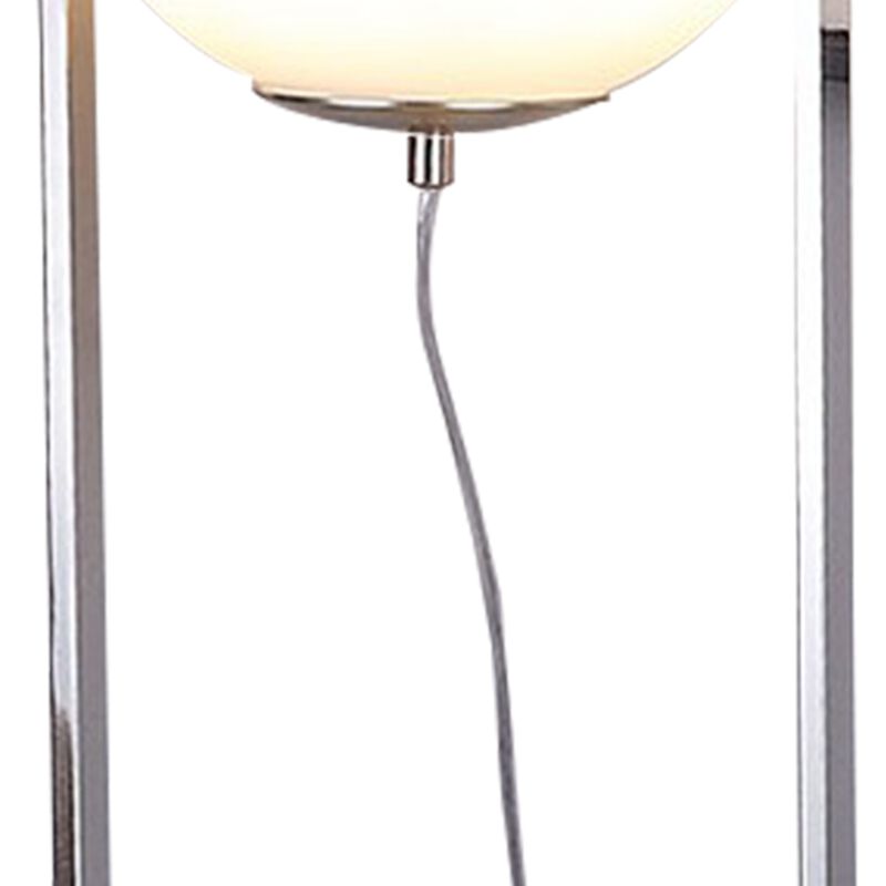 Jim 22 Inch Table Lamp, LED Light, Metal Body, Modern Globe Shade, Silver-Benzara