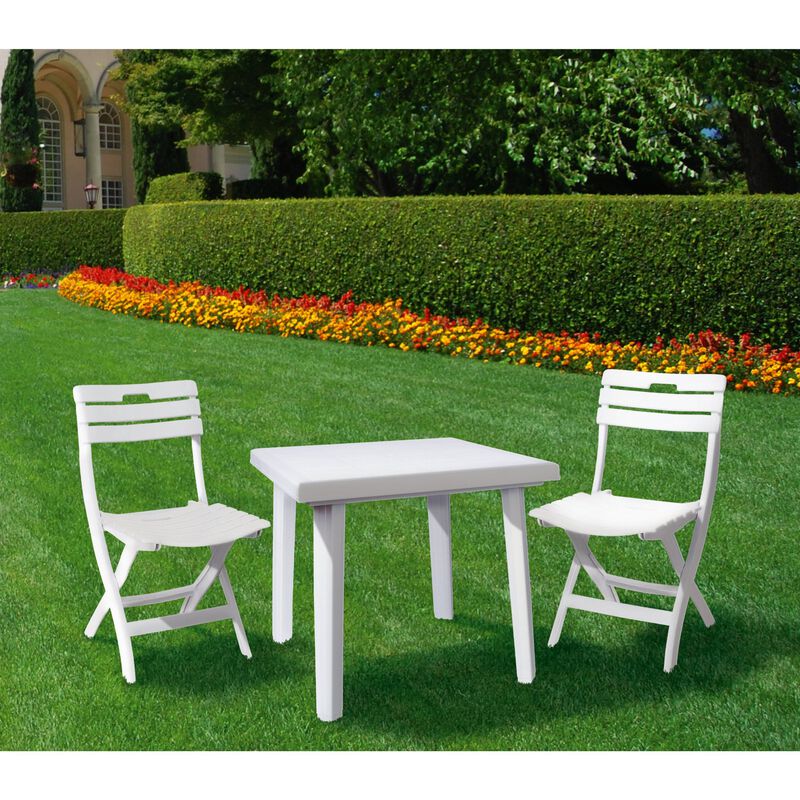 31" White Square Outdoor Patio Dining Table