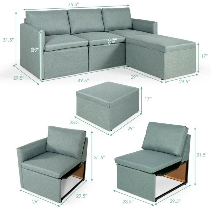Hivvago Convertible L-Shaped Sectional Sofa Couch with Reversible Chaise