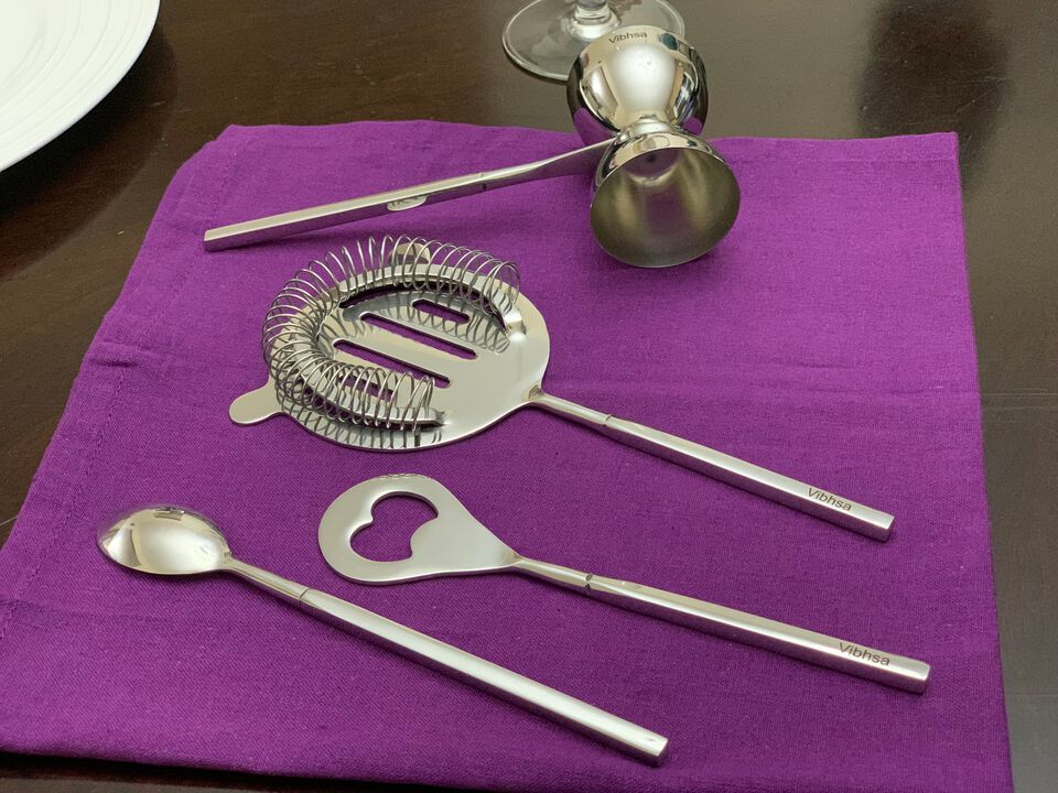 Silver Bar Tools Accessories set of 4
