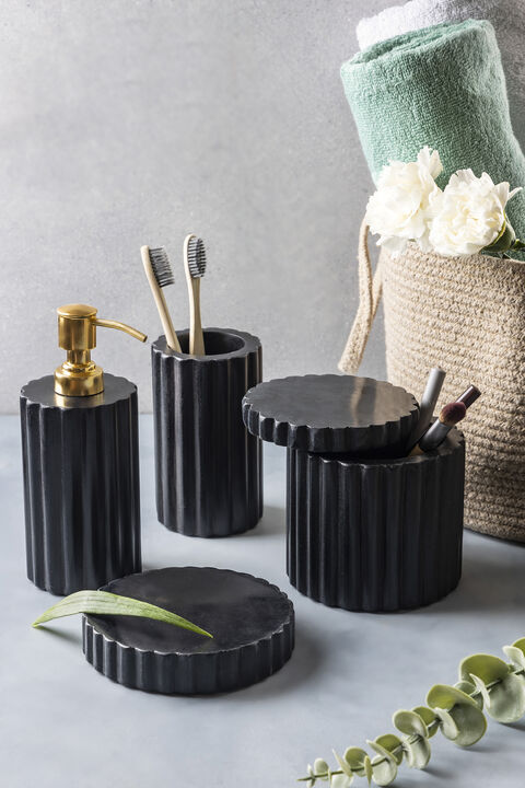 Roksana Black Marble Bath Accessories, Set of 4