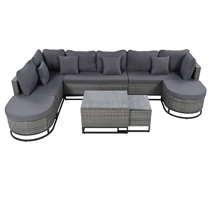 Merax Outdoor Wicker Sofa Set with 1 Coffee Table