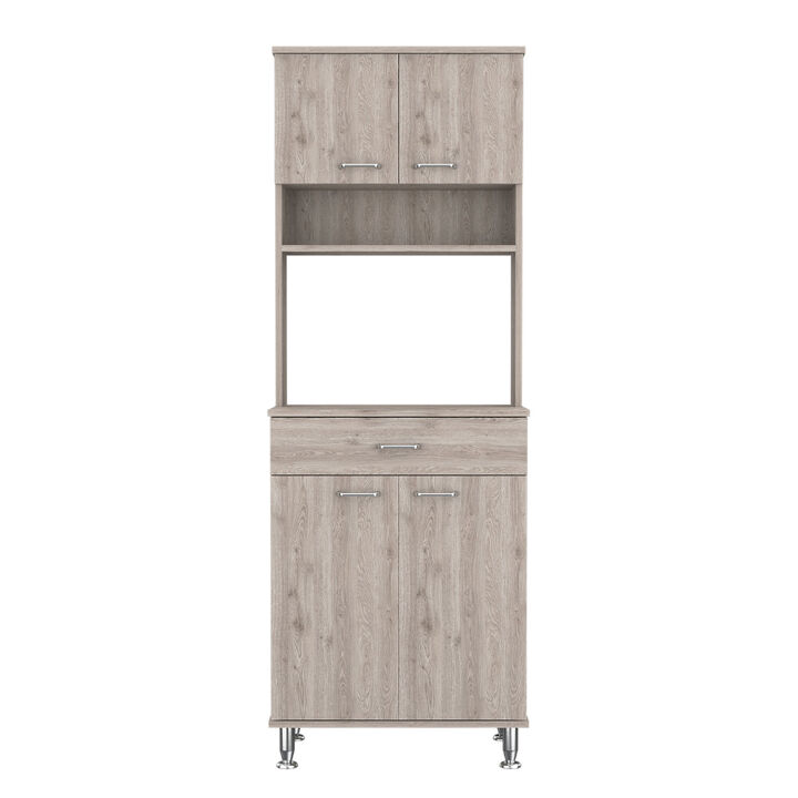 Canyon 4 Door 1Drawer 2 Piece Kitchen Set, Pantry And Functional Table Light Gray