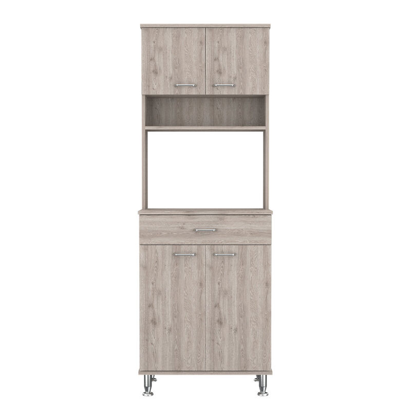 Canyon 4 Door 1Drawer 2 Piece Kitchen Set, Pantry And Functional Table Light Gray
