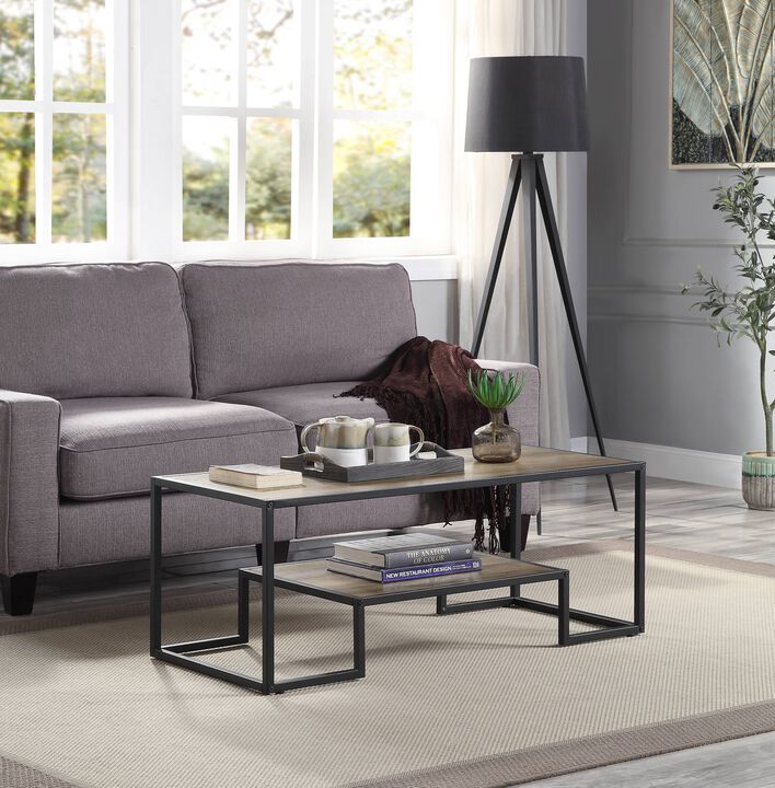 ACME Idella Coffee Table, Rustic Oak & Black Finish