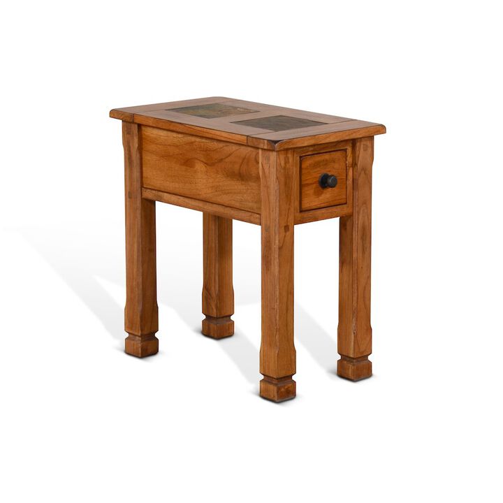 Sunny Designs Sedona 15 Transitional Wood Chair Side Table in Rustic Oak