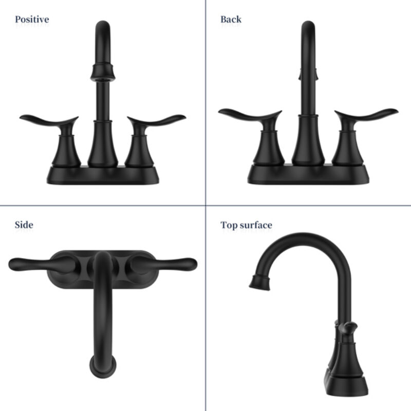 Bathroom Sink Faucet 2-Handle with Pop-Up Drain and Rotating High Arc Spout