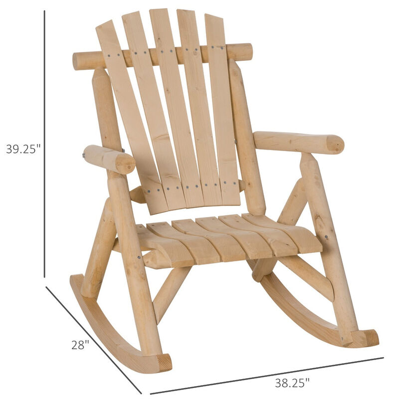 Natural Patio Rocker: Wooden Rustic Adirondack Log Chair