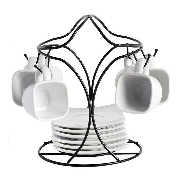 Gibson Elite Gracious Dining 12 Piece 3.25 Ounce Ceramic Espresso Cup and Saucer Set in White