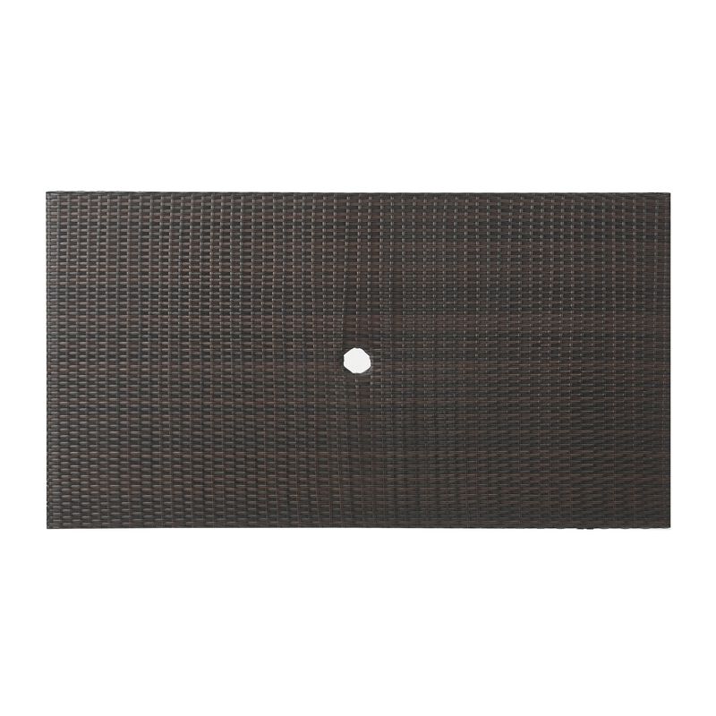 Outdoor Rectangle Foldable Dining Table, 59 Inch, Iron, Multibrown Wicker  - Benzara