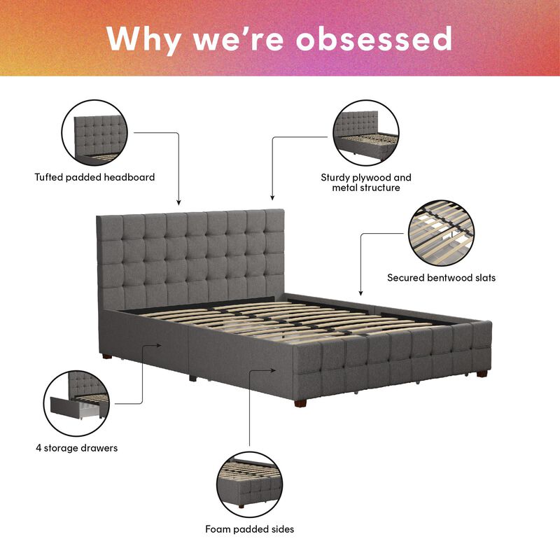 Elizabeth Upholstered Bed with Storage