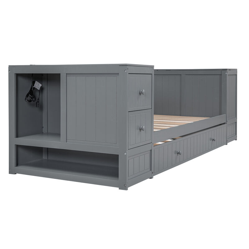 Merax Daybed Bed with Trundle and Charging Station