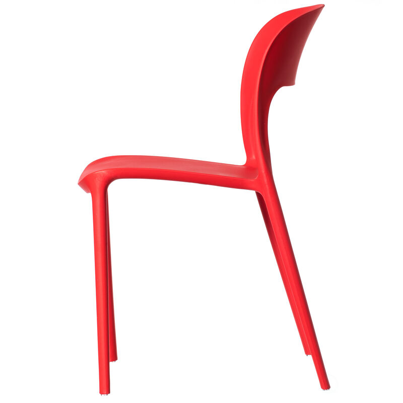 Modern Plastic Outdoor Dining Chair with Open Curved Back, Yellow Set of 2