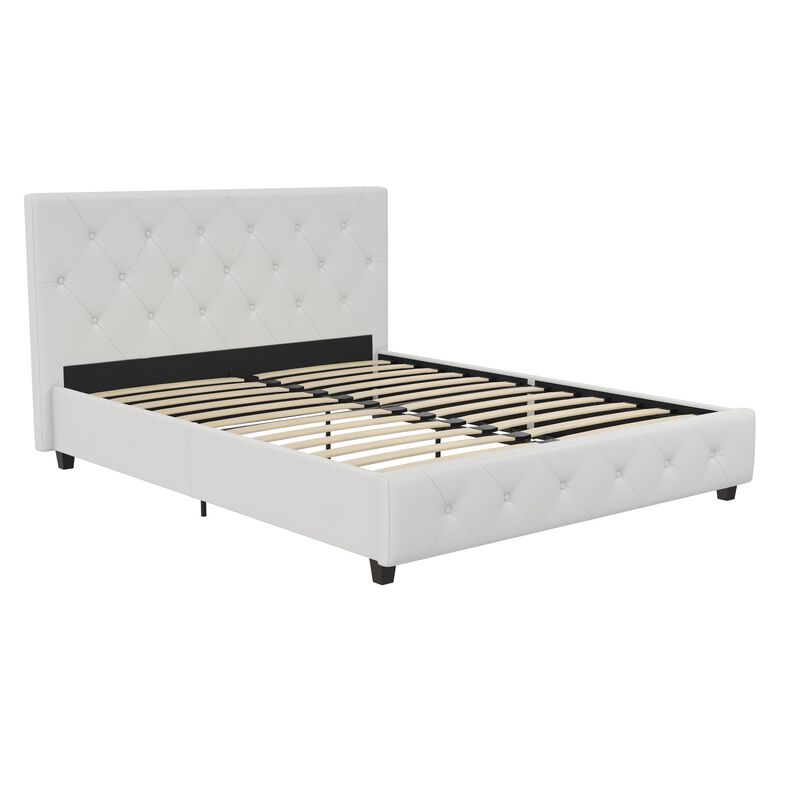 Atwater Living Dana Upholstered Bed, Full, White Faux Leather
