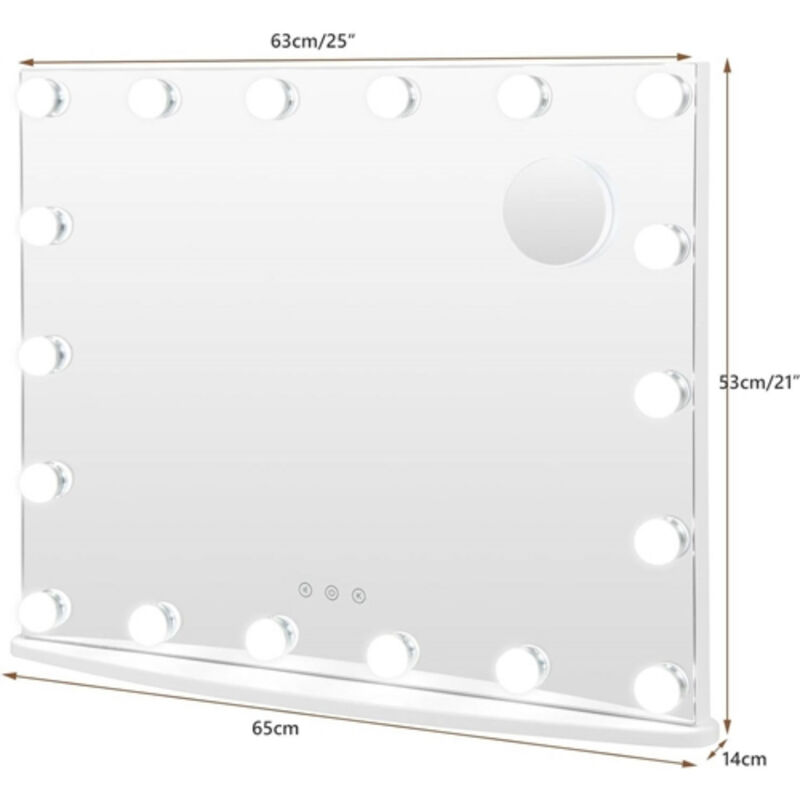 Bathroom Mirror with Dimmable LED Lights and Removable 3X Magnifier