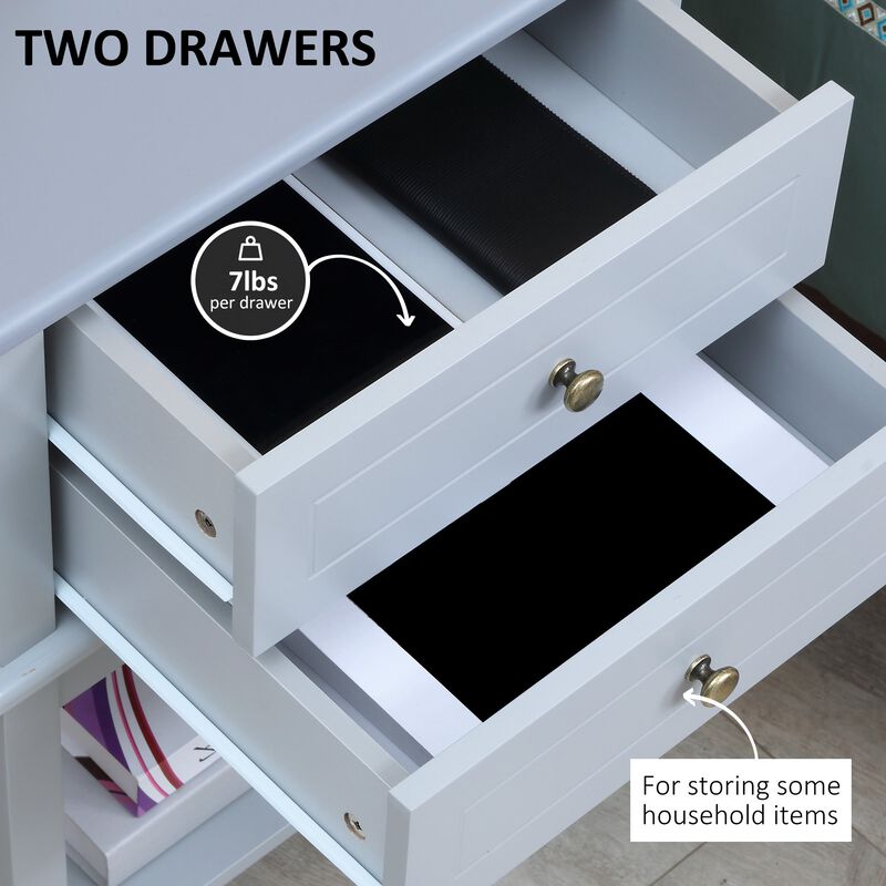 Light Grey End Table: Modern Sofa Side Table with Drawers
