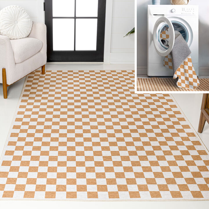 Ainsley Modern Cottage Checkerboard Washable Area Rug