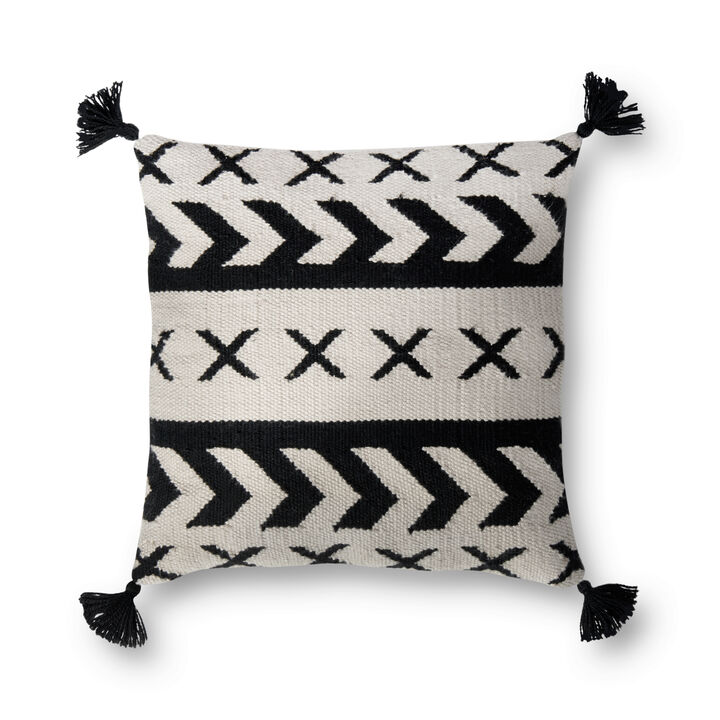 P0502 Black/Ivory 18"x18" Down Pillow