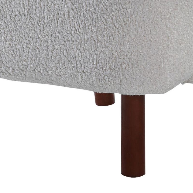34 Inch Modern Tufted Wingback Accent Chair, Teddy Sherpa Fabric, White-Benzara
