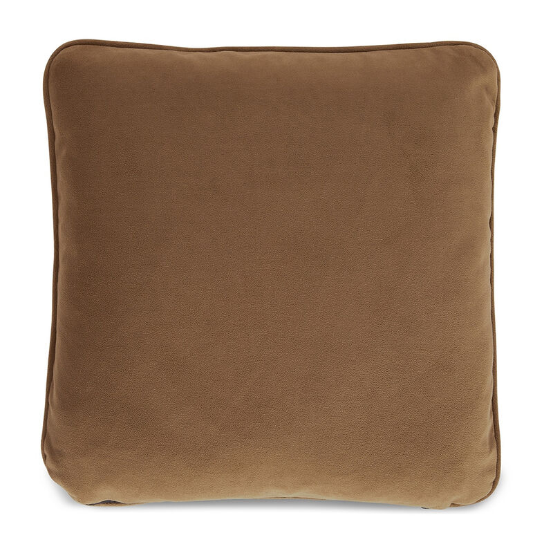 Wali Square Accent Throw Pillow, 20 Inch, Feather Fill Brown Polyester - Benzara