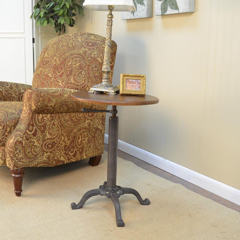 Carolina Living Colton Adjustable Vintage Table - Chestnut Top - Industrial Base