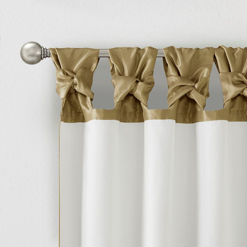 Gracie Mills Elroy Twist Tab Lined Faux Silk Window Curtain Panel - 50x108"