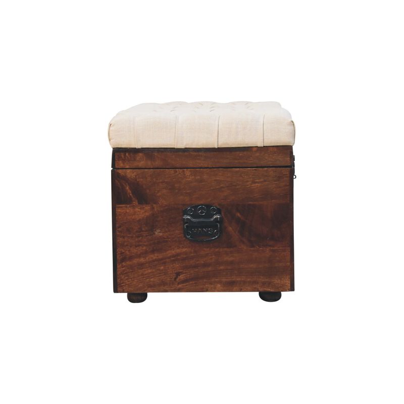 Artisan Furniture Solid Wood California Walnut White Linen Storage Trunk