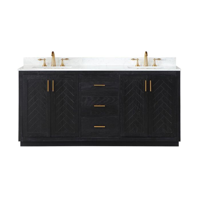 Altair 72 Double Bathroom Vanity Set in Black Oak without Mirror
