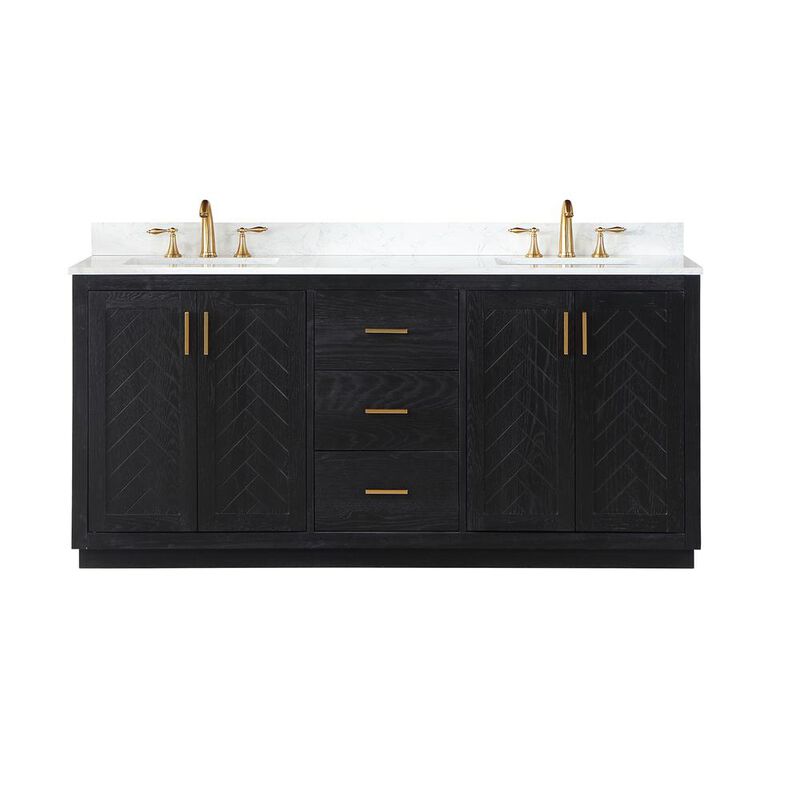 Altair 72 Double Bathroom Vanity Set in Black Oak without Mirror