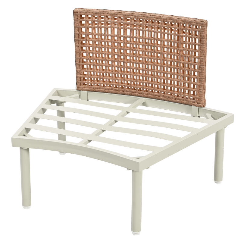 Merax Half Moon Outdoor Sectional Sofa with 2 Coffee Tables