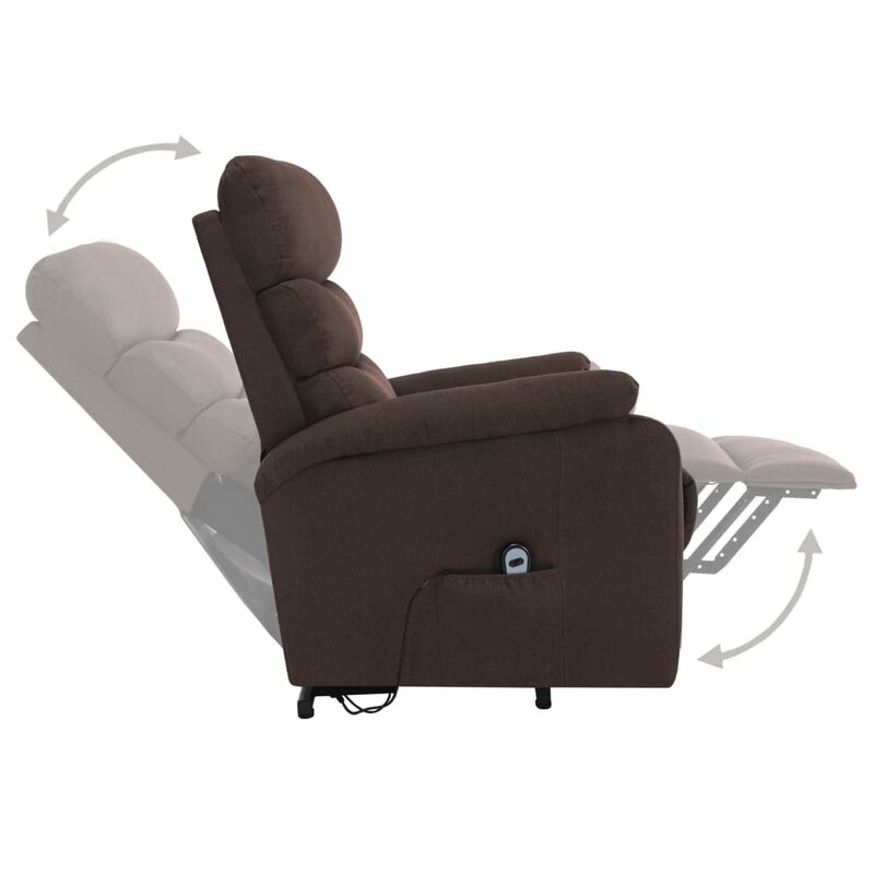 Power Lift Massage Recliner Brown Fabric