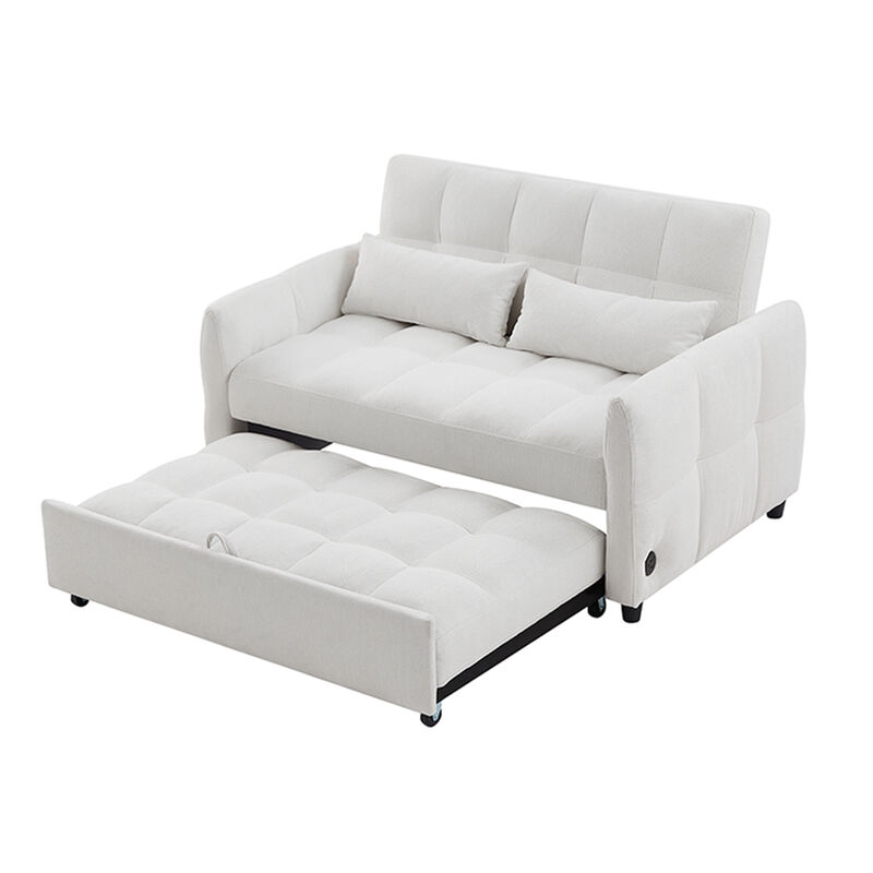 Merax Loveseat Sofa Pull-out Sleeper Sofa with 3 USB Ports