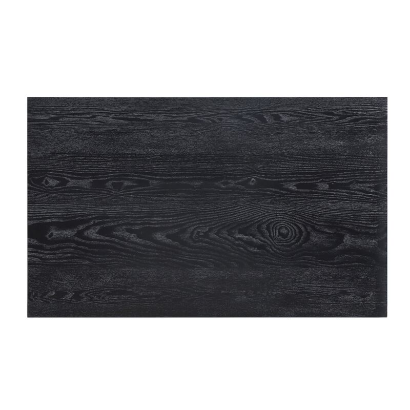 Andy 48 Inch Dining Table, 4 Seater, Rectangular Top, Black Solid Wood - Benzara