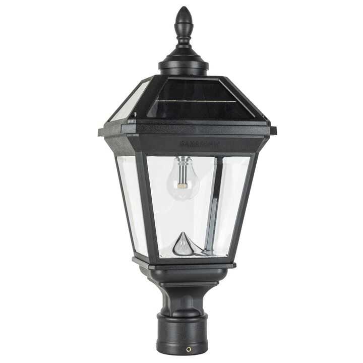 Imperial Bulb II Solar Post Light with 3" Fitter - Black