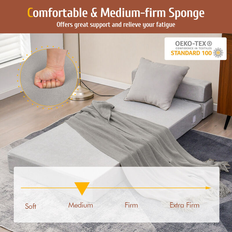 Tri-fold Folding Sleeper Sofa Bed for Living Room Bedroom