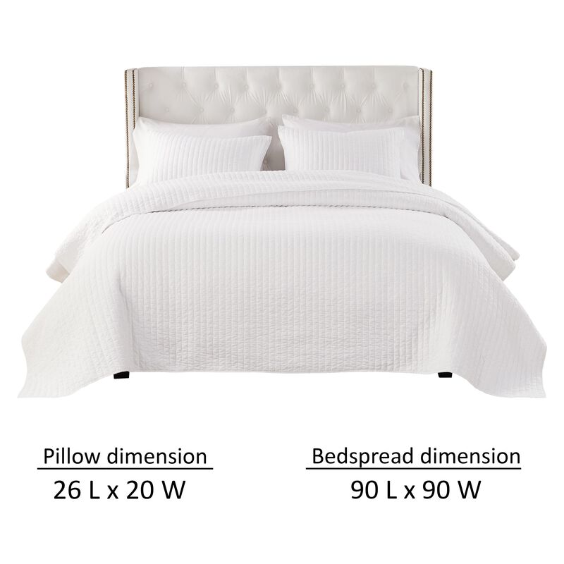 Xumi 3pc Full Queen Quilt and Pillow Sham Set, Channel Style Antique White