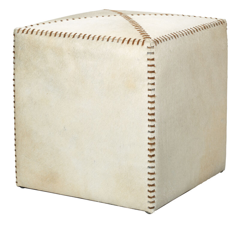 White Small Hair on Hide Ottoman