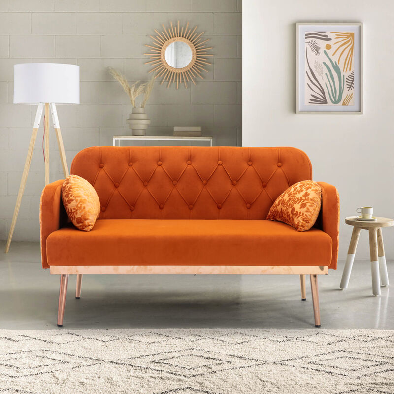 Velvet Sofa, Accent Sofa .Loveseat Sofa With Metal Feet