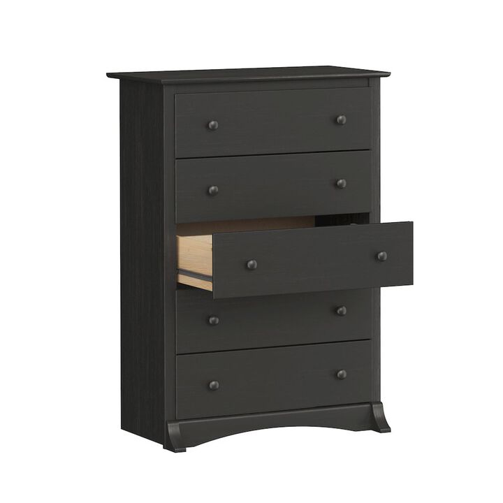 Prepac Sonoma 5-Drawer Chest, Washed Black