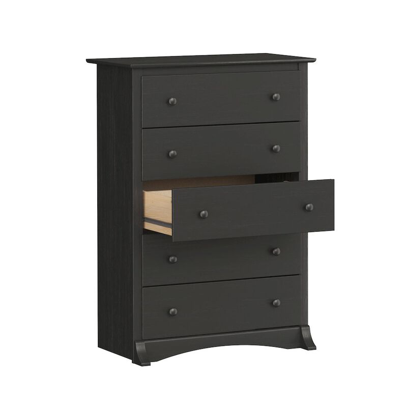 Prepac Sonoma 5-Drawer Chest, Washed Black